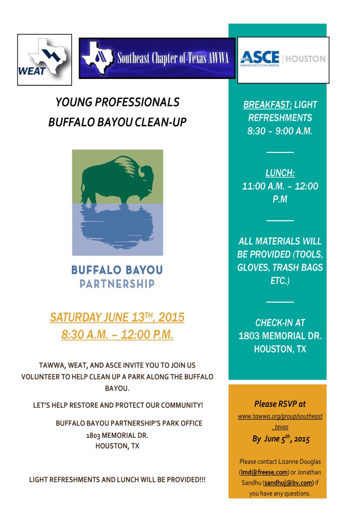 2015-06-13 TAWWA Buffalo Bayou Clean-up Flyer